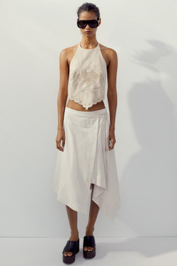 ZARA ЮБКА-ПАРЕО, ЖЕЛТОВАТО-БЕЛЫЙ