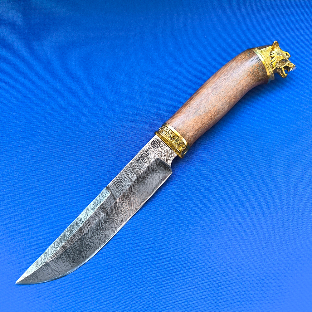 Подарочный нож Кадет Дамаск, литьё латунь