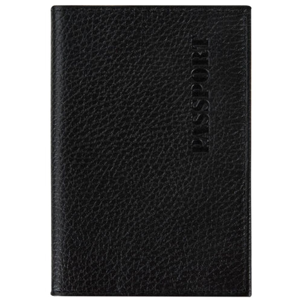 Обложка для паспорта натуральная кожа флоттер, "PASSPORT", кожаный уголок, черная, BRAUBERG, 238192