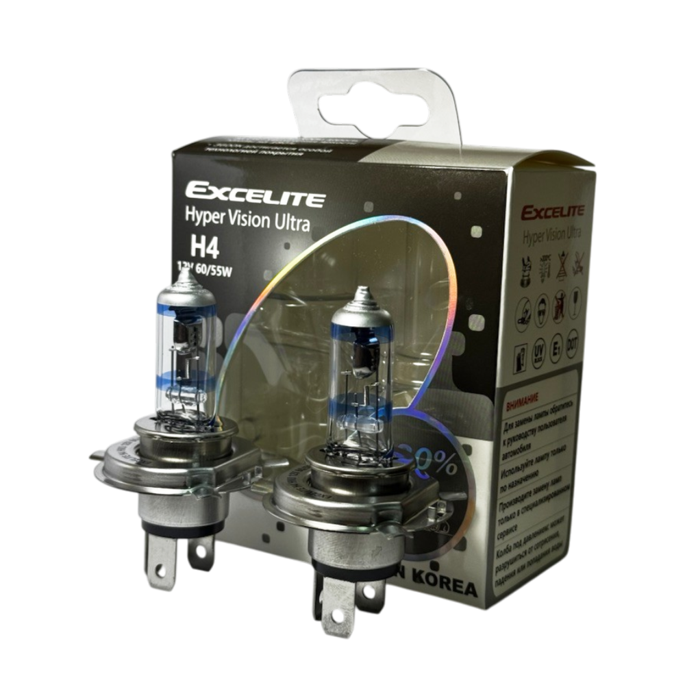 Лампа H4 60/55W 12V HVU P43t Excelite комплект высокое напряжение ультра