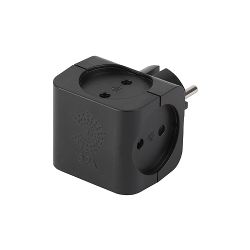 Разветвитель электрический ЭРА SP-4-B на 4 розетки без заземления 16А чёрный