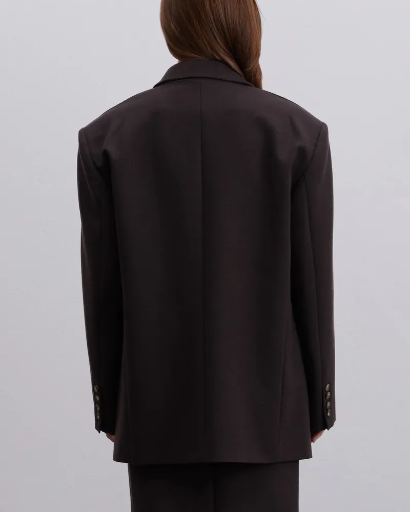 Шерстяной жакет прямого кроя коричневый