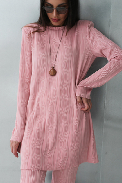 Платье волны mini (пудровый)