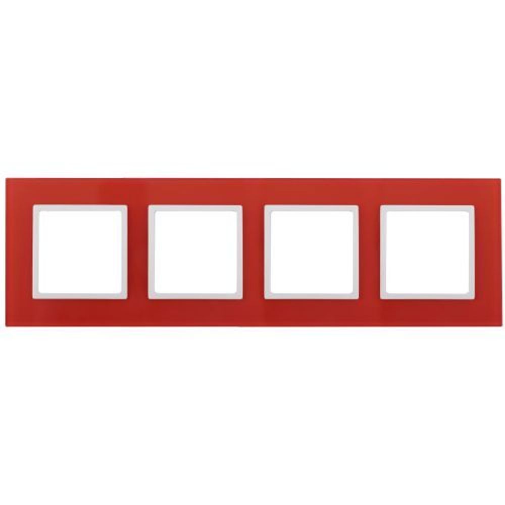 Рамка 4-м 14-5104-23 стекло Elegance красный+бел. ЭРА Б0034532
