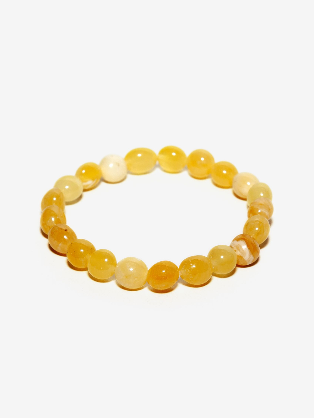 Браслет из цельного янтаря мятый шар 8-9 мм