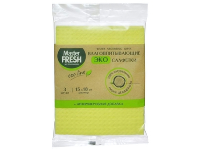 Салфетка 15*18см 3шт влаговпитывающая антимикробная SPONTEX целлюлозная Master FRESH ECO LINE