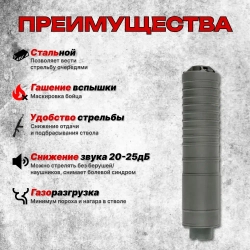 12 камерный ДТК закрытого типа с байонетом на АК-15, TR-3 (7,62x39), Гексагон