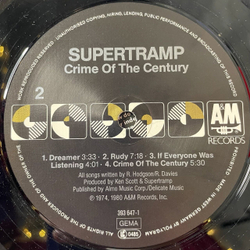 Винтажная виниловая пластинка LP Supertramp Crime Of The Century (Germany 1985) Hide In Your Shell
