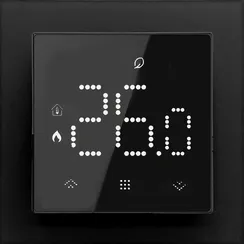 Термостат с датчиком пола,  16 A,  55*55 мм.,  черное стекло