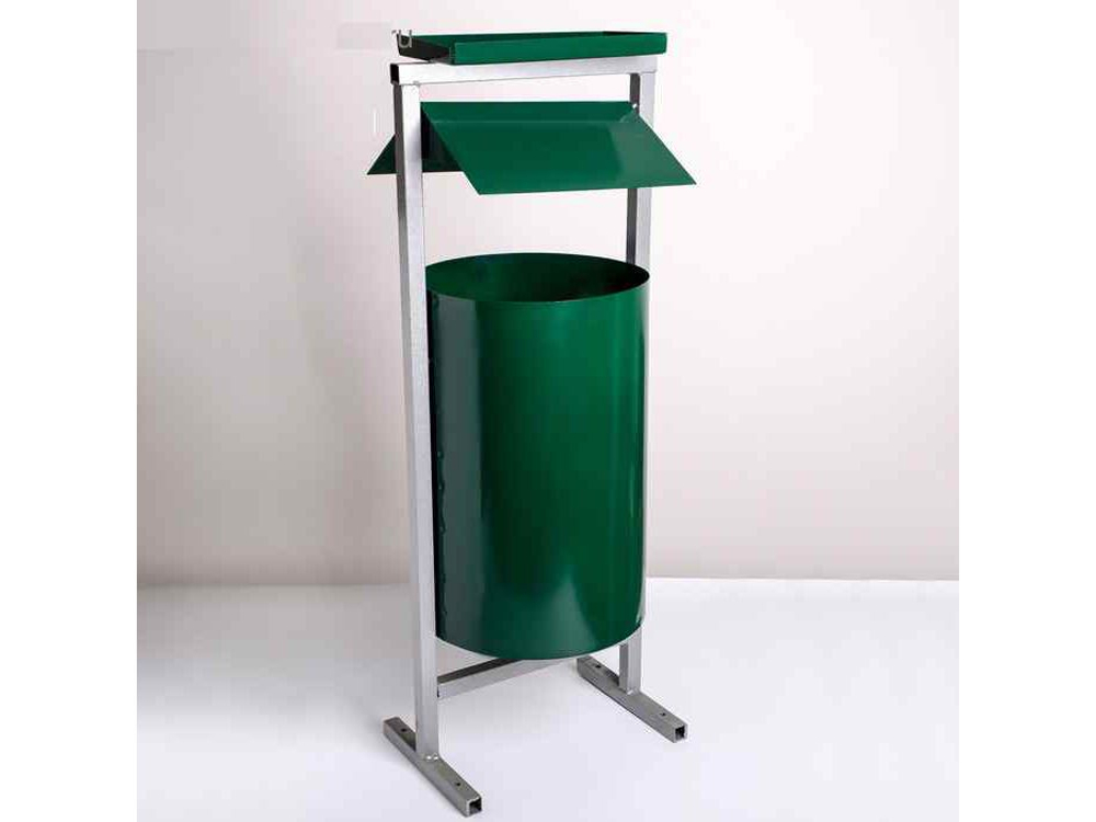 Урна У-2К круглая с пепельницей зеленая металл