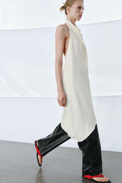 ZARA АСИММЕТРИЧНЫЙ ТОП ZW COLLECTION, ЖЕЛТОВАТО-БЕЛЫЙ