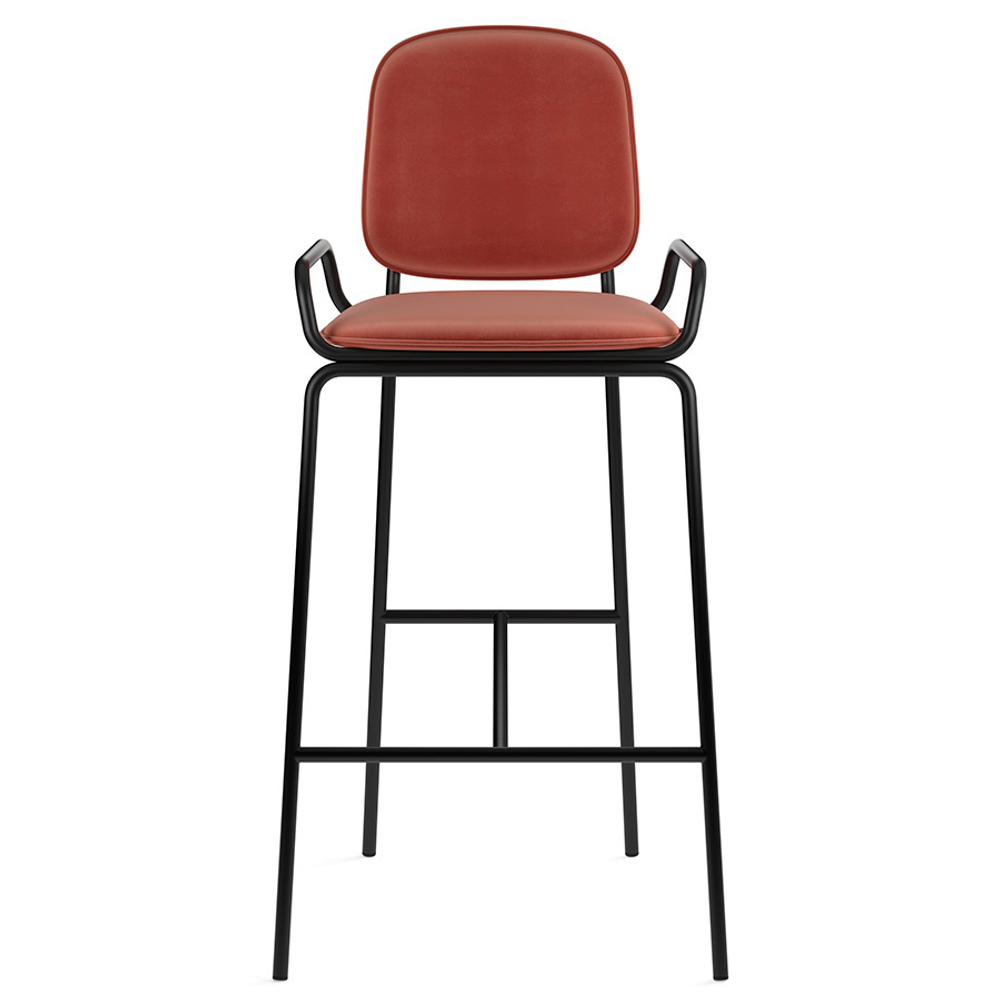 Стул барный Ror, 2 frame, велюр, черный/темно-красный