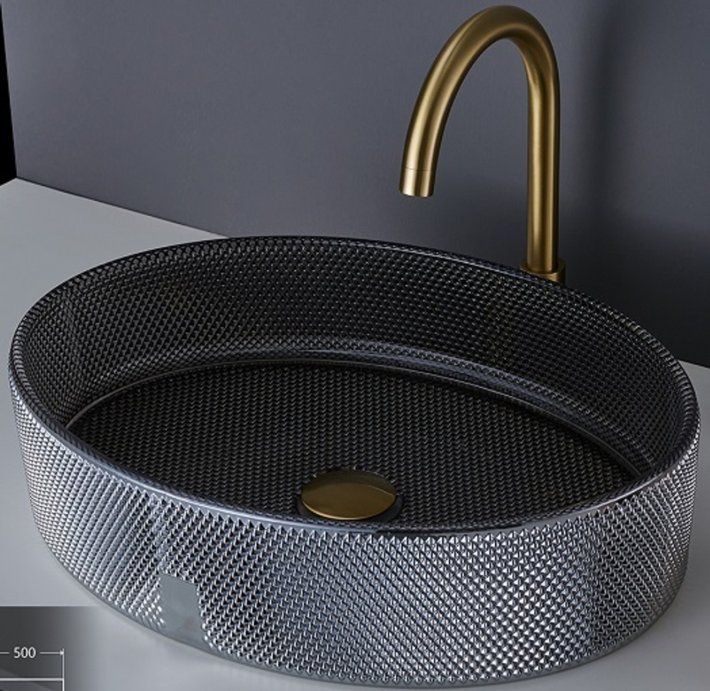 Раковина ID-3030B (50*37,5*12) стеклянная черная