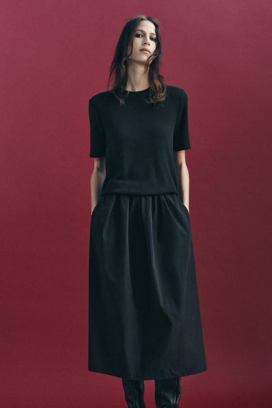 ZARA ПЛАТЬЕ МИДИ, ЧЕРНЫЙ