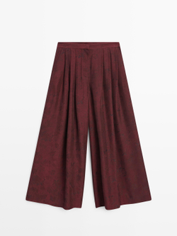 Massimo Dutti Широкие брюки с принтом и свободным кроем, цвет жженого апельсина