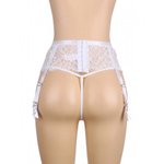 Кружевные трусики с поясом и подвязками для чулок кружевные белые Tender (2XL)
