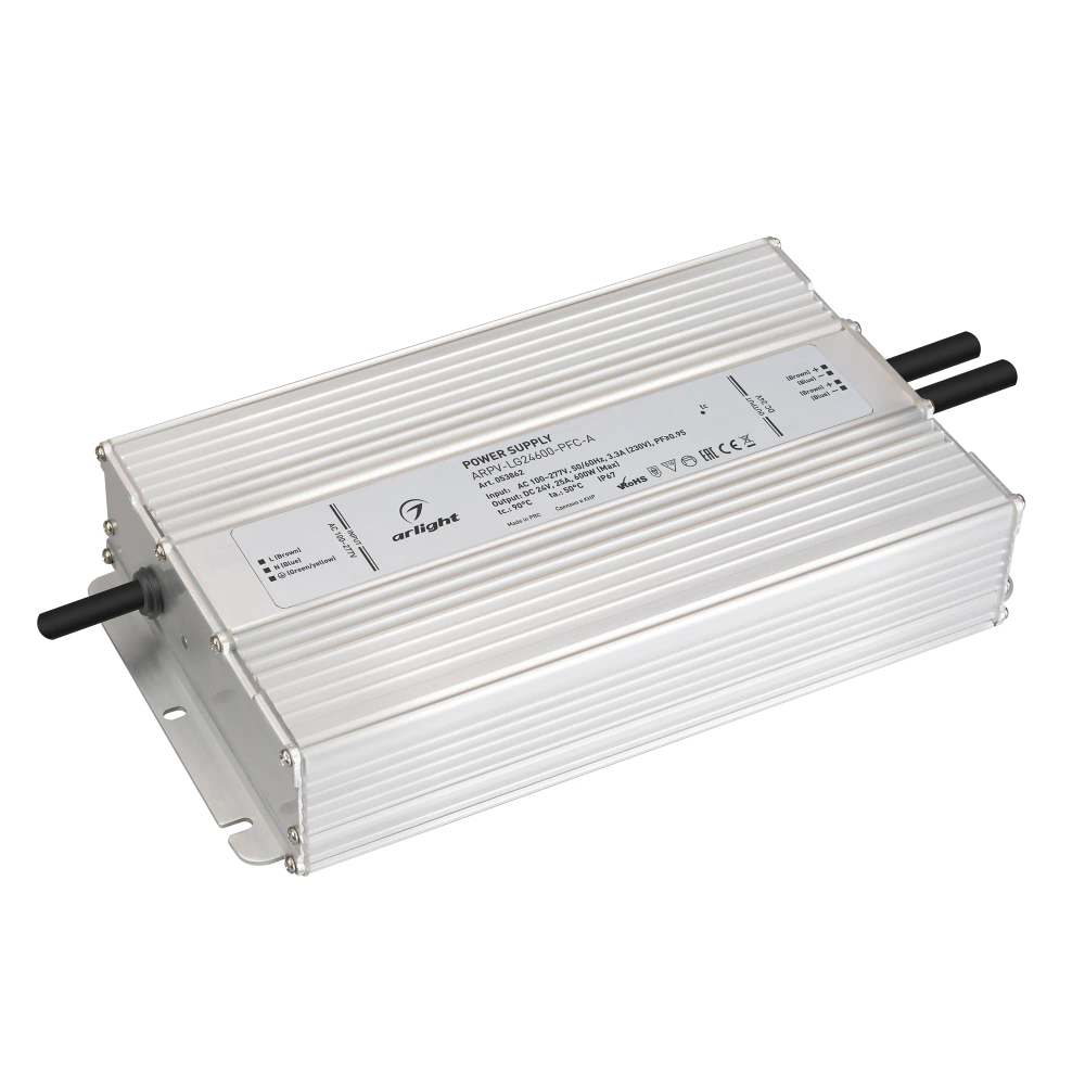 Блок питания ARPV-LG24600-PFC-A (24V, 25A, 600W) (Arlight, IP67 Металл, 5 лет) 053862