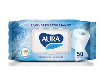 Aura Туалетная бумага влажная, Ultra Comfort, 50 шт в уп