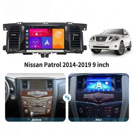 Магнитола для Nissan Patrol Y62, Infiniti QX56/QX80 2010-2019 (поддержка Bose и 360, рамка 9") - Carmedia EW-9222 QLed+2K, Android 13, UIS7870 (DUDU7), CarPlay, SIM-слот