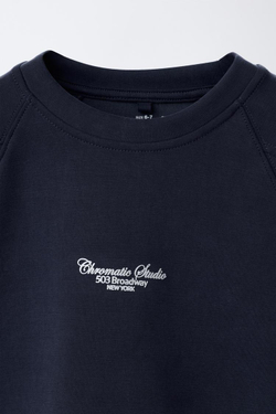 ZARA ТОЛСТОВКА С РЕЛЬЕФНОЙ НАДПИСЬЮ, СИНИЙ