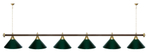 Лампа STARTBILLIARDS 6 пл. (плафоны зеленые,штанга золотая,фурнитура золото)