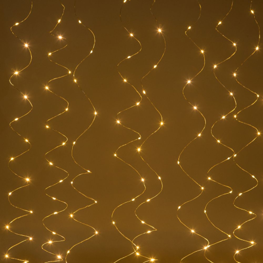 Светодиодная новогодняя гирлянда Intro Holiday INZR-01 занавес 3*3 м теплый белый 240 microled USB | Intro