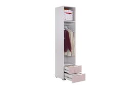 Шкаф однодверный "Зефир" 107.01, (Белое дерево/пудра розовая (эмаль))