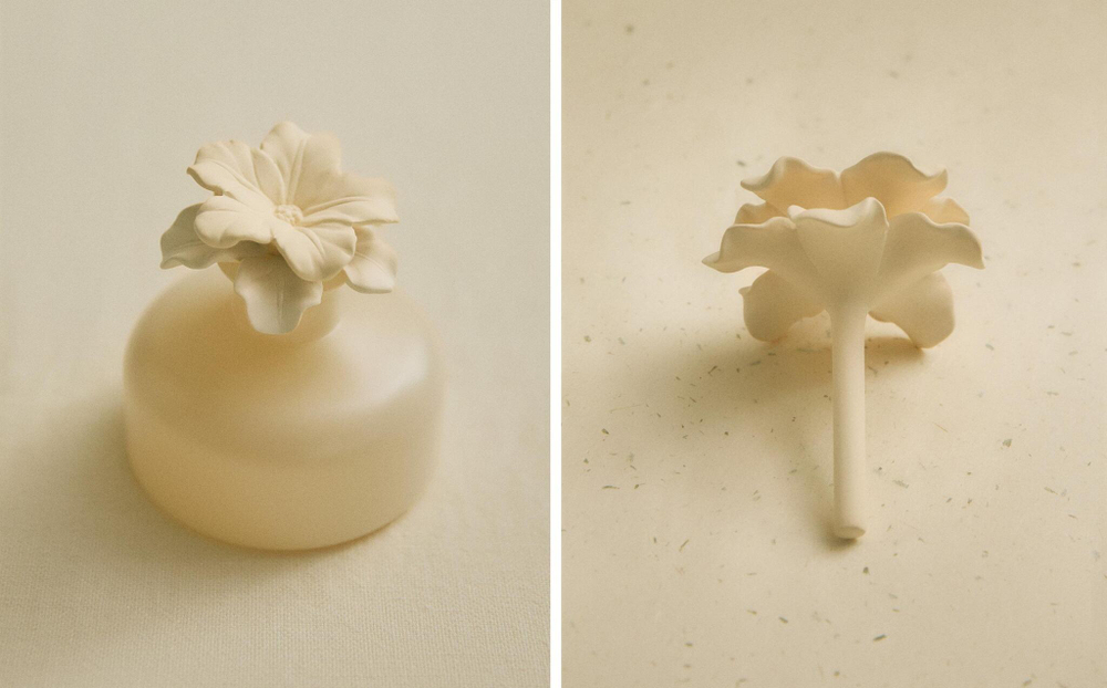 Zara Home CRÈME MIMOSA CERAMIC AIR FRESHENER — ароматический диффузор с тростниковыми палочками, Крем Мимозы, 150 мл