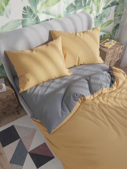 Постельное белье Сказка "Senapato/Grigio" 2-спальный Наволочка 50х70 см 2 шт Простынь 240х215 см Пододеяльник 175х215 см , поплин