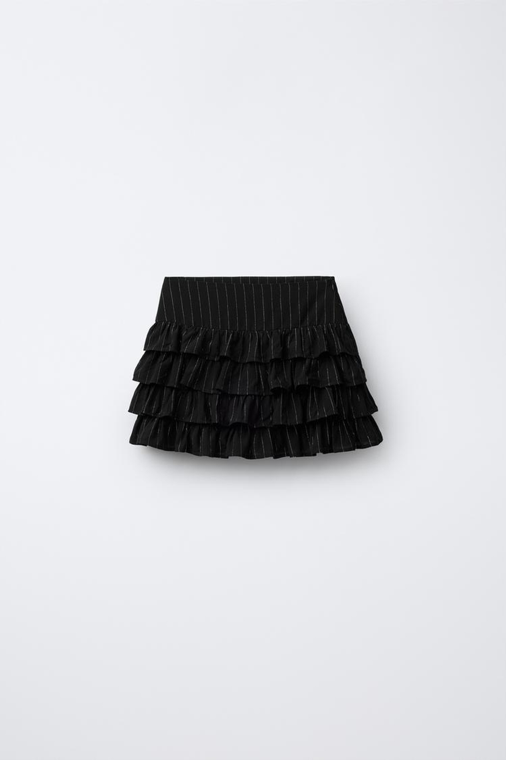 ZARA ЮБКА-ШОРТЫ В ПОЛОСКУ С БЛЕСТКАМИ, ЧЕРНЫЙ