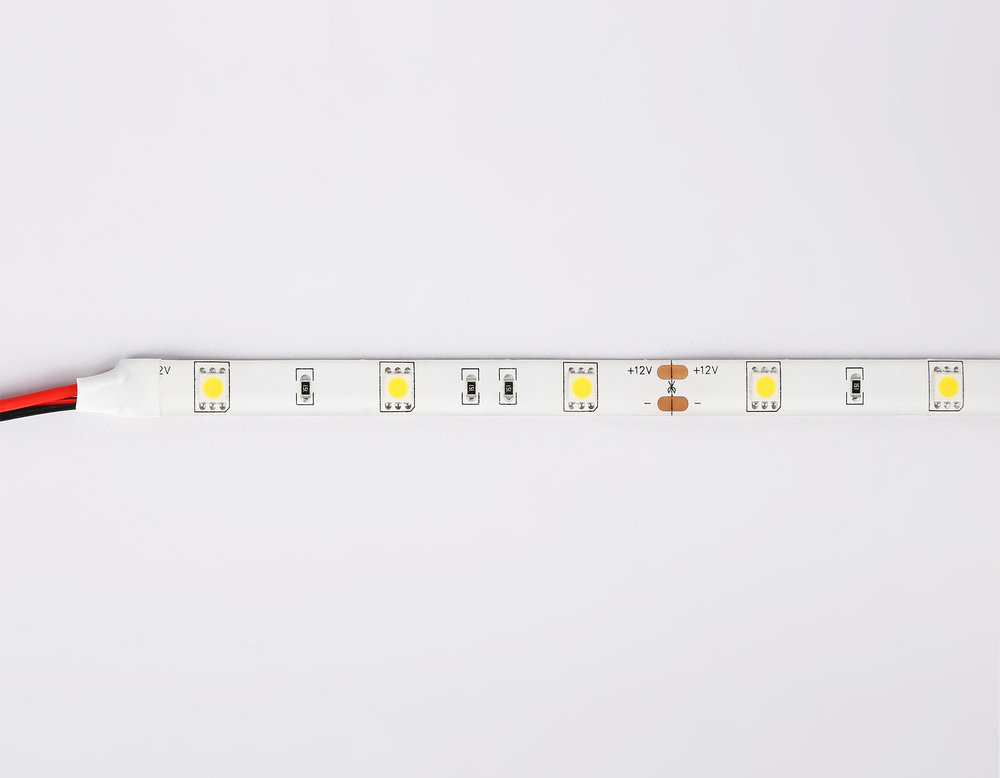 Светодиодная лента GS1902 5050 30Led/ 7.2W m/ 12V IP65 4500K/ 5000*10*2.87mm/ кратность резки 100mm (2 конт.)