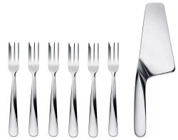 Alessi - Набор из 6 вилок Giro + лопаточка 25 см. / артикул   UNS03S7  / GTIN 8003299408092