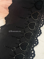 Кружево шитье черное с вышитыми сердцами хлопок (130мм)