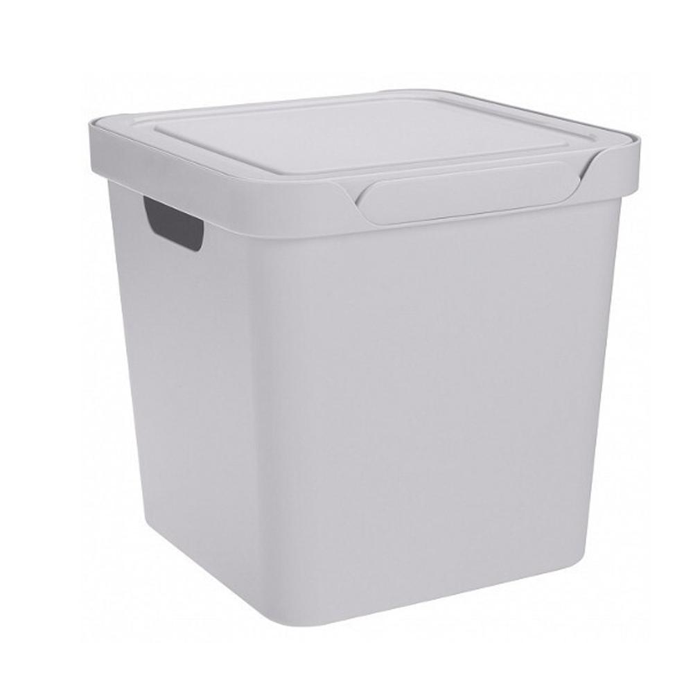 Ящик с крышкой универсальный "luxe", 286х286х286 мм, 18л (светло-серый)
