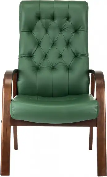 Кресло Бюрократ T-9928 WALNUT-CF зеленый кожа на ножках дерево