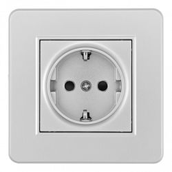 Розетка с заземлением и со шторкой Arte Milano SET16-1 SET16-1-40-1 silver