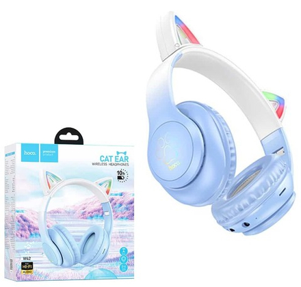 Полноразмерные Bluetooth наушники HOCO W42 Cat (голубой)
