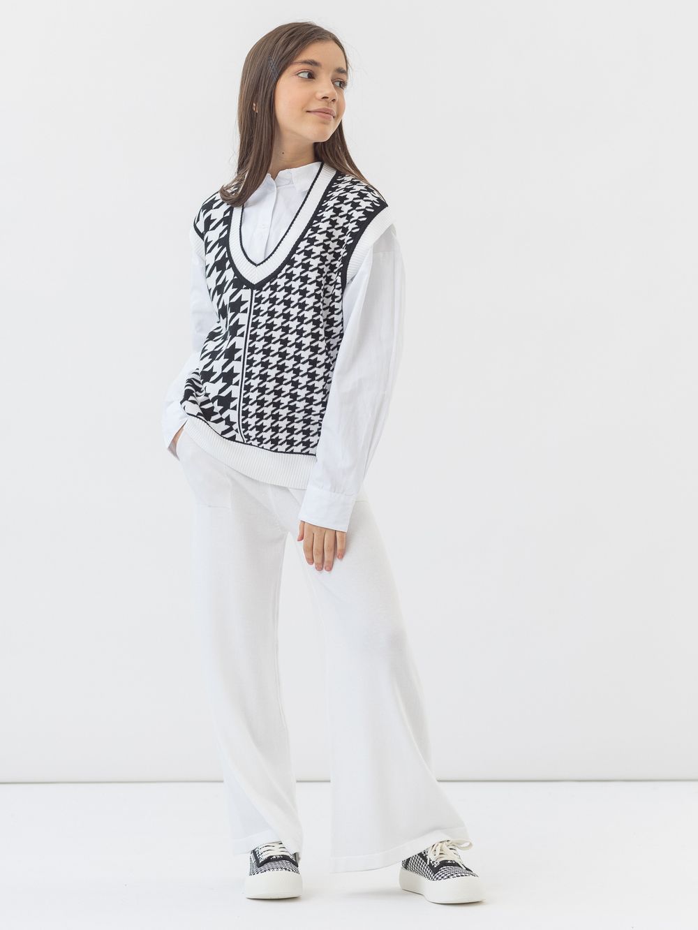Жилет черно-белый для девочки арт. АТ951