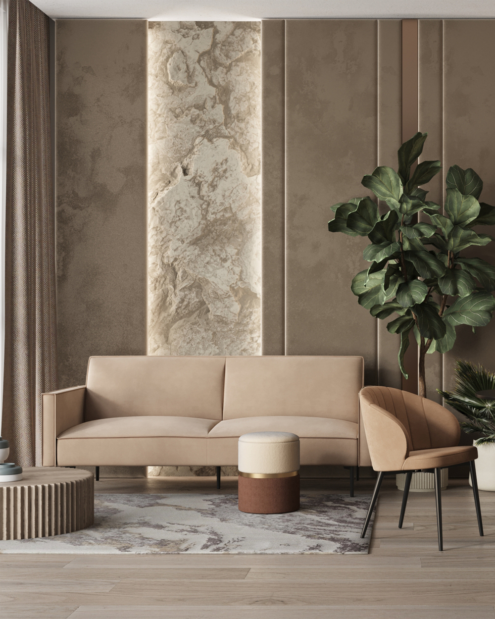 Диван прямой Кассель велюр бежевый