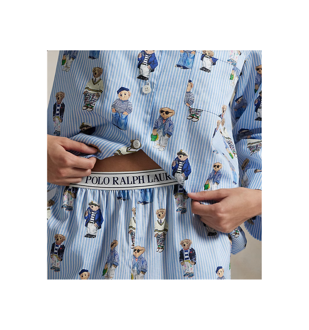 Женский хлопковый пижамный комплект Polo Ralph Lauren с принтом медвежонка Polo Bear