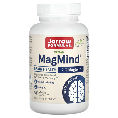 Jarrow Formulas, MagMind® для веганов, добавка для здоровья мозга, 90 растительных капсул (48 мг в 1 капсуле)