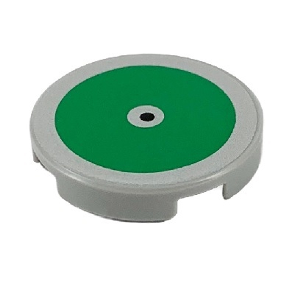 Плитка круглая с узором из большого зеленого круга и черной точкой в центре 14769pb317