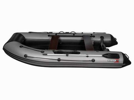 Лодка ПВХ X-River Agent 390 НДНД + усиленные баллоны, бело-серый/фурнитура серая