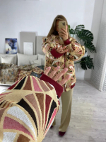 Куртка-бомбер (цвет бежево-винный)