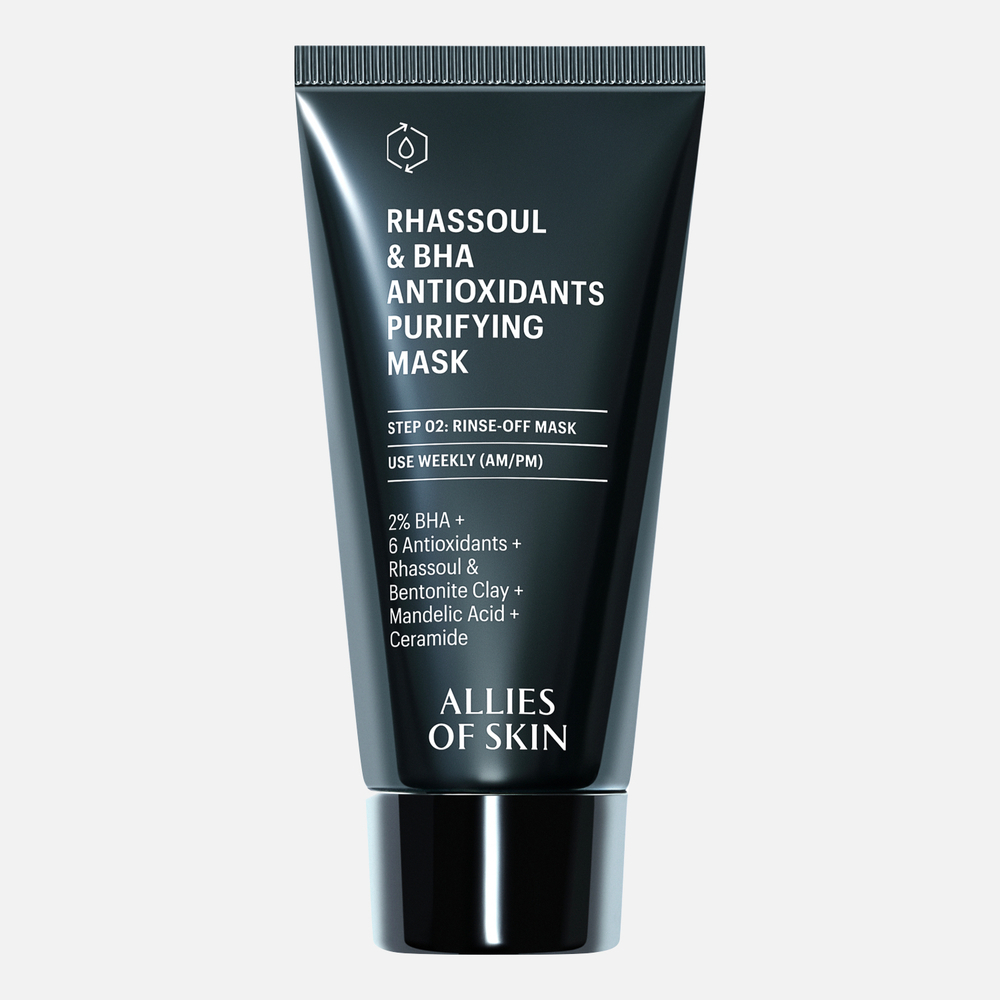 ДЕФЕКТ УПАКОВКИ: ALLIES OF SKIN Rhassoul & Bha Antioxidants Purifying Mask Очищающая антиоксидантная маска с глиной гассул и салициловой кислотой, 50 мл