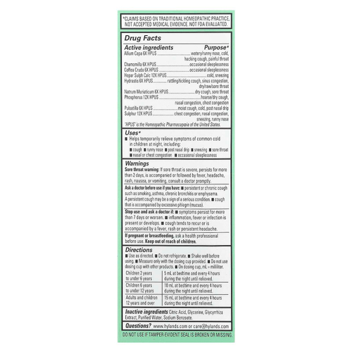 Hyland's Naturals, От простуды и кашля для детей, для детей от 2 до 12 лет, без добавок, 118 мл (4 жидк. унц.)