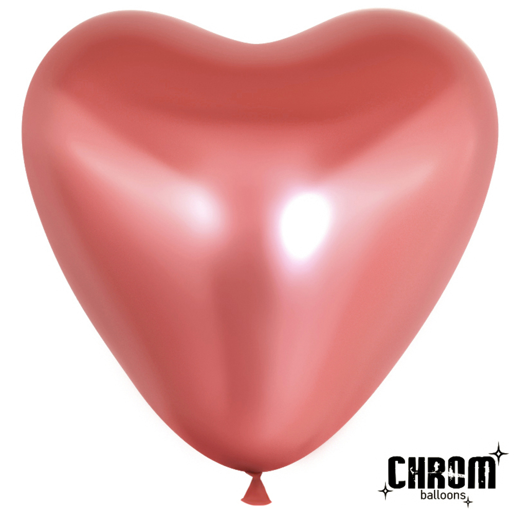 Сердце (10''/25 см) Розовый, хром