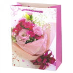 Пакет подарочный бумажный Alingar, (XL) 31х40х12 см, вертикальный, "Нежный букет", мат. ламинация, глиттер, ассорти