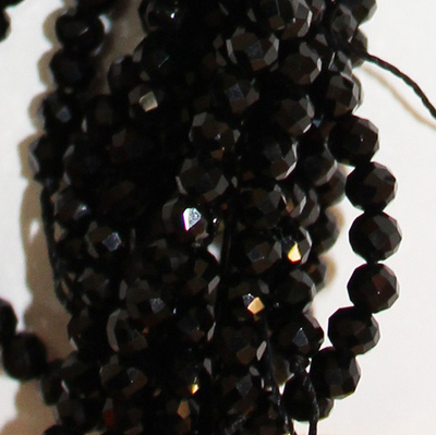 Агат черный оникс юв. огранка бусины 4мм 3мм 2мм
