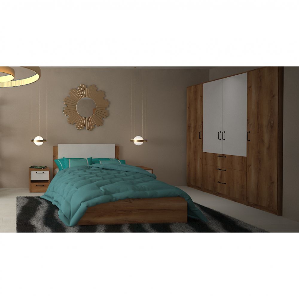 Кровать 1400 ПМ Сеул (дуб кельтик/белый), МФ 1+1